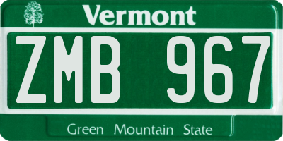 VT license plate ZMB967