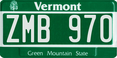 VT license plate ZMB970