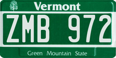 VT license plate ZMB972