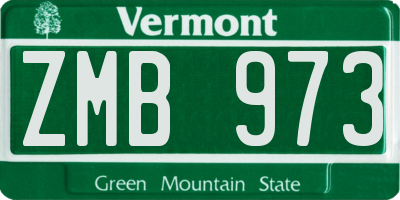 VT license plate ZMB973