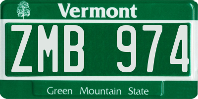 VT license plate ZMB974