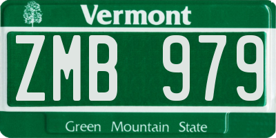 VT license plate ZMB979