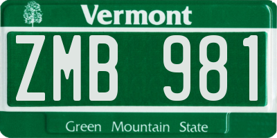 VT license plate ZMB981