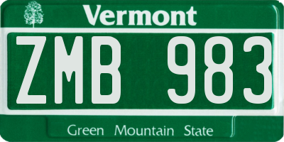 VT license plate ZMB983
