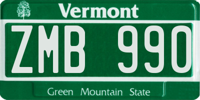 VT license plate ZMB990