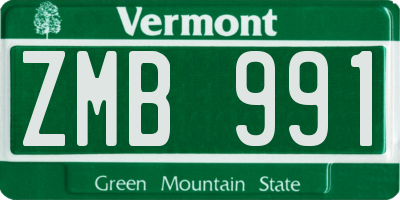VT license plate ZMB991