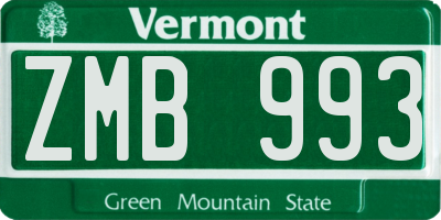 VT license plate ZMB993