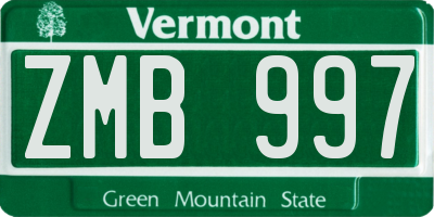 VT license plate ZMB997