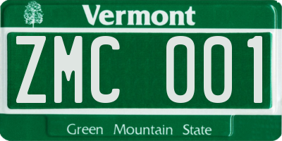 VT license plate ZMC001