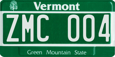 VT license plate ZMC004