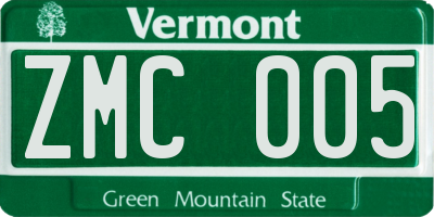 VT license plate ZMC005