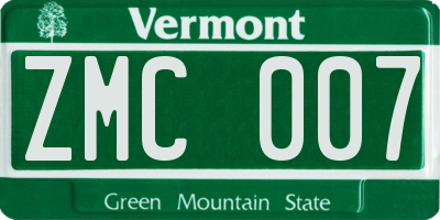 VT license plate ZMC007