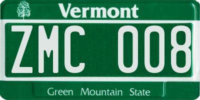 VT license plate ZMC008