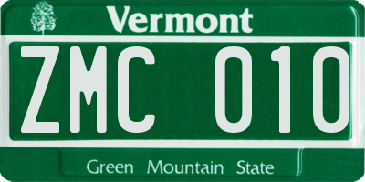 VT license plate ZMC010