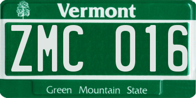 VT license plate ZMC016