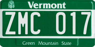 VT license plate ZMC017