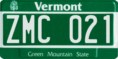 VT license plate ZMC021