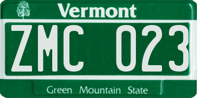 VT license plate ZMC023