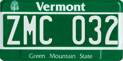 VT license plate ZMC032