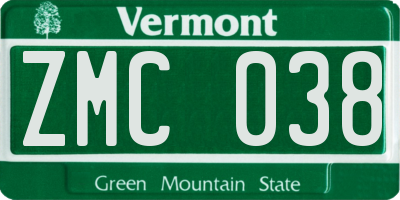 VT license plate ZMC038