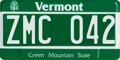 VT license plate ZMC042