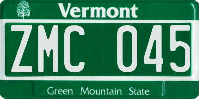 VT license plate ZMC045