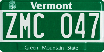 VT license plate ZMC047