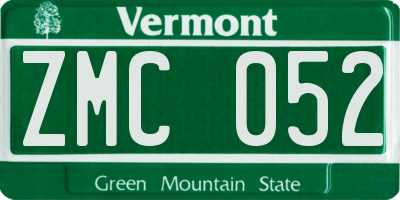 VT license plate ZMC052