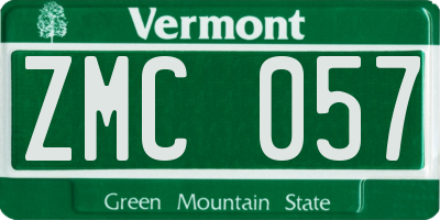 VT license plate ZMC057