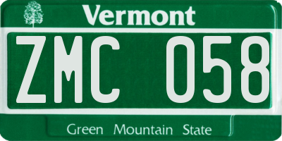VT license plate ZMC058