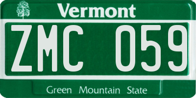 VT license plate ZMC059