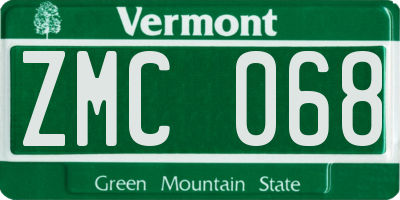 VT license plate ZMC068