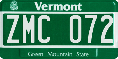 VT license plate ZMC072