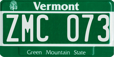 VT license plate ZMC073