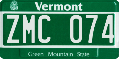 VT license plate ZMC074