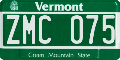 VT license plate ZMC075