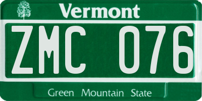 VT license plate ZMC076