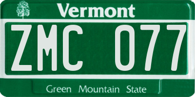 VT license plate ZMC077