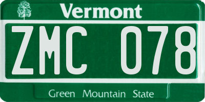 VT license plate ZMC078