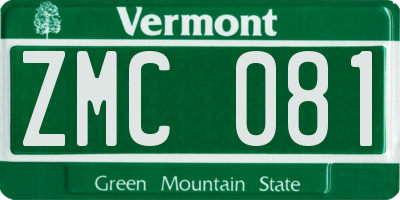 VT license plate ZMC081