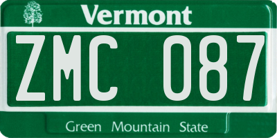 VT license plate ZMC087