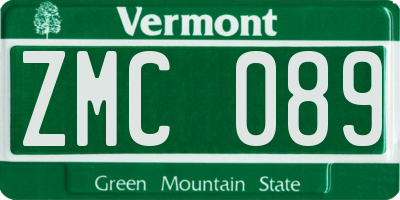 VT license plate ZMC089