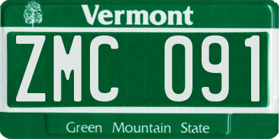 VT license plate ZMC091