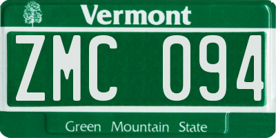 VT license plate ZMC094