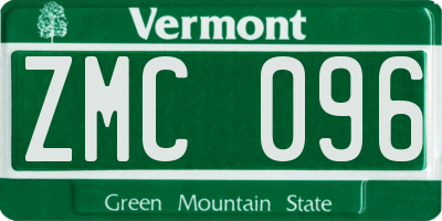 VT license plate ZMC096