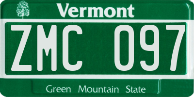 VT license plate ZMC097