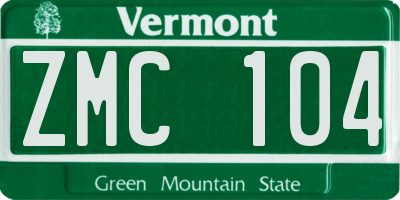 VT license plate ZMC104
