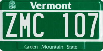 VT license plate ZMC107