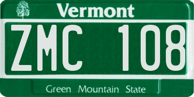 VT license plate ZMC108