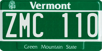 VT license plate ZMC110